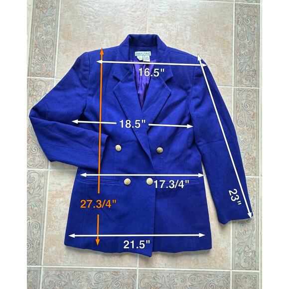 Stephanie Andrews Pure wool blue‎ vintage Blazer Women Size 6 - Picture 2 of 10